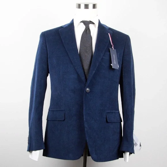 Tommy Hilfiger Mens Modern Fit Blue Corduroy Sportcoat Blazer Jacket 40R E05683